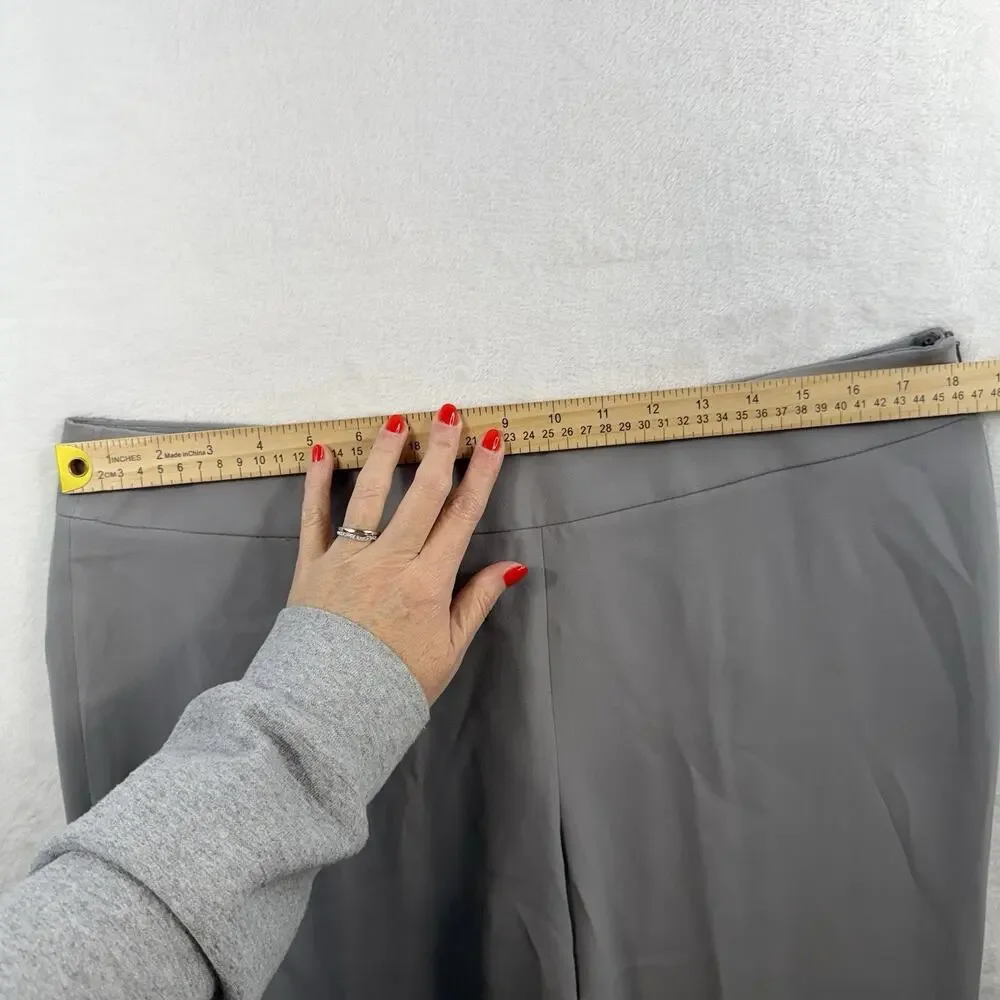 Giorgio Armani Sz 10 Silk Wide Leg Pants Gray Italian‎ Satin ALTERED Designer